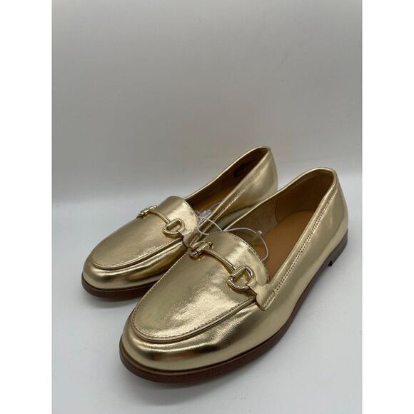 J. Crew Crew Cuts Girls Metallic Gold Horse Bit Loafers Flats Sz 5 Preppy Shool - Picture 4 of 12